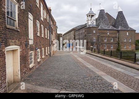 The House Mill and the Clock Mill at Three Mills in Bow in London England United Kingdom UK Stock Photo