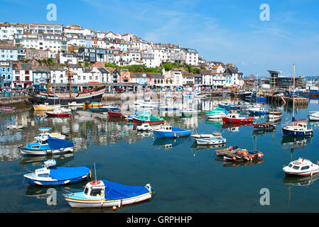 Boats in the harbour at Brixham, Devon, England, UK Stock Photo