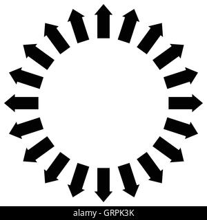 Group of arrows following a circle pointing outwards Stock Vector