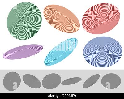 Concentric circle elements. Radiating, radial circles. Stock Vector
