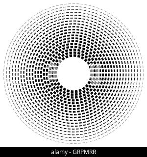 Concentric dashed line circles - Abstract geometric element on white Stock Vector