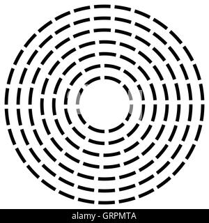 Concentric dashed line circles - Abstract geometric element on white Stock Vector