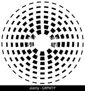 Concentric dashed line circles - Abstract geometric element on white Stock Vector