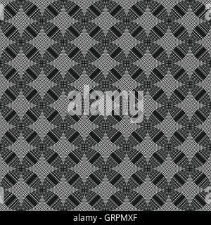 Seamless circles, rings black / white geometric pattern Stock Vector