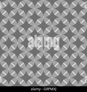Seamless circles, rings black / white geometric pattern Stock Vector