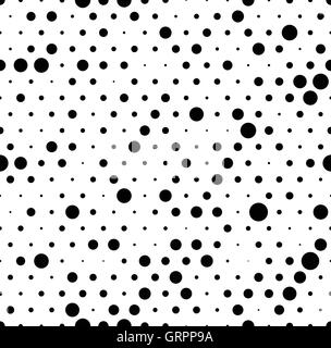 Seamlessly repeatable pattern with random, irregular dots, circles. Monochrome abstract illustration in speckled, halftone style Stock Vector