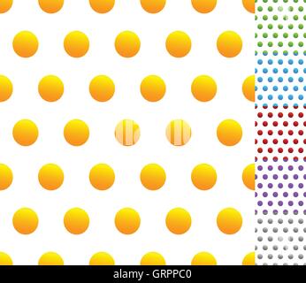 Set of seamless patterns in 6 colors: Dotted, polkadots, circle pattern Stock Vector