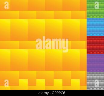 Set of seamless patterns in 6 colors: Overlapping squares, rectangles Stock Vector