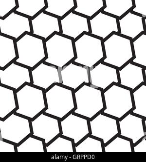 Repeatable seamless pattern with tilted, overlapping hexagons. Geometric monochrome textures Stock Vector