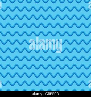 Wavy lines seamless repeatable pattern in aqua, blue colors Stock Vector