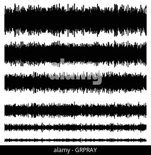 Eq / equalizer element templates. Set of 6 version. Music, sound effect, soundtrack, multimedia concepts. Stock Vector