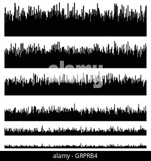 Eq / equalizer element templates. Set of 6 version. Music, sound effect, soundtrack, multimedia concepts. Stock Vector