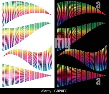 Eq - equalizer templates for music, audio related design. Grid of rectangles with distortions generic elements Stock Vector