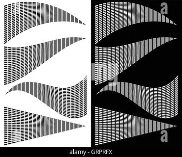 Eq - equalizer templates for music, audio related design. Grid of rectangles with distortions generic elements Stock Vector