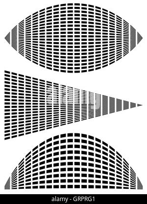 Eq - equalizer templates for music, audio related design. Grid of rectangles with distortions generic elements Stock Vector