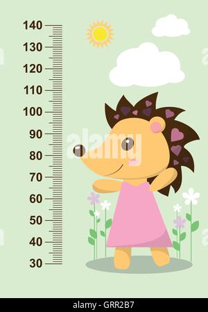 Cute hedgehog on the background of flowers meter wall from 30 to 140 centimeter. Vector Stock Vector