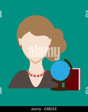 Profession people teacher. Face male uniform. Avatars in flat design. Vector Stock Vector