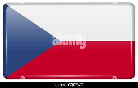 Flags Czech Republic in the form of a magnet on refrigerator with reflections light. Vector Stock Vector
