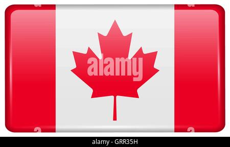 Flags Canada in the form of a magnet on refrigerator with reflections light. Vector Stock Vector
