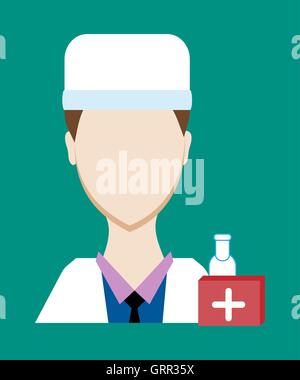Profession people doctor. Face male uniform. Avatars in flat design. Vector Stock Vector