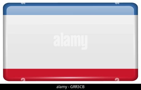 Flags Crimea in the form of a magnet on refrigerator with reflections light. Vector Stock Vector