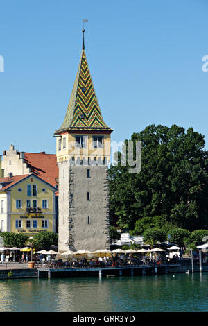 Old Lighthouse, Mangenturm, Lindau, Swabia, Bavaria, Germany, Europe Stock Photo