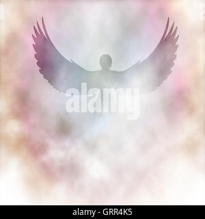 Editable vector illustration of a winged angel in clouds or smoke made using gradient meshes Stock Vector