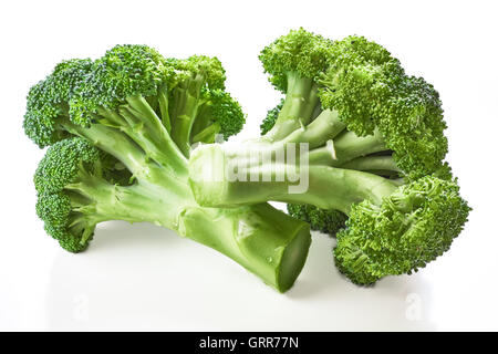 Closeup of fresh broccoli isolated on white background Stock Photo