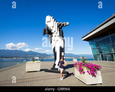 Digital Orca, a 2009 sculpture by Douglas Coupland, is located next to the Vancouver Convention Centre in Vancouver, BC, Canada. Stock Photo