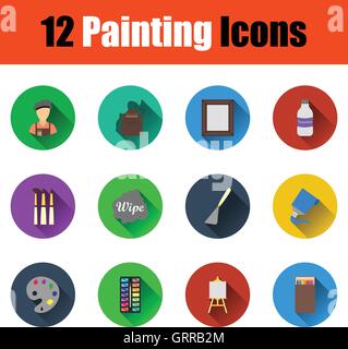 Set of painting icons in ui colors. Vector illustration. Stock Vector