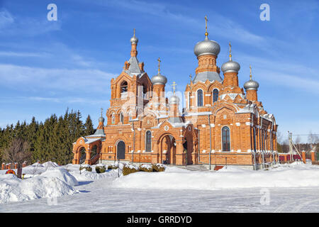 Red brick church in village Darna, Istra district, Moscow region, Russia Stock Photo