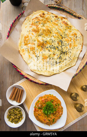 Malawah or Malawach traditional arabic bread Stock Photo