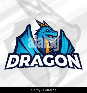 Dragon logo concept. Sport mascot design. Asian beast sign, School team vector. Stock Vector