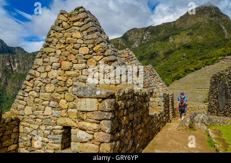 MACHU PICCHU, CUSCO REGION, PERU- JUNE 4, 2013: Details of the residential area of the 15th-century Inca citadel Machu Picchu Stock Photo