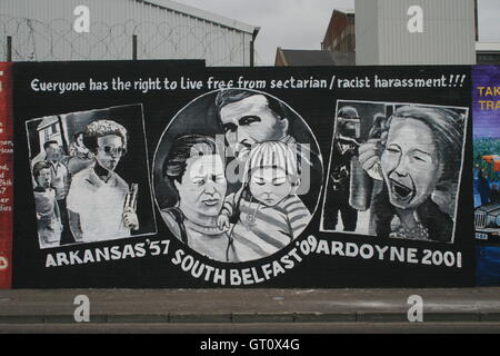 Political mural on Divis Street/Falls Road, Belfast, Northern Ireland, UK. Stock Photo