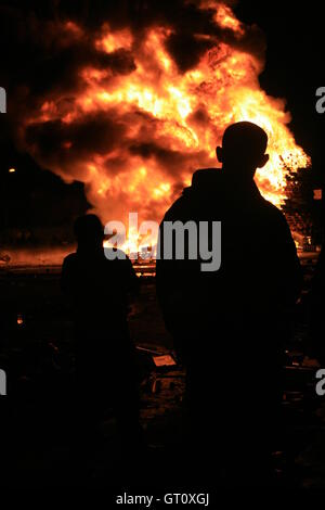 Bonfire at Eleventh Night, Belfast, Northern Ireland, UK. Stock Photo