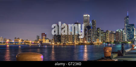 Chicago Skyline, Loop view from Navy Pier Stock Photo