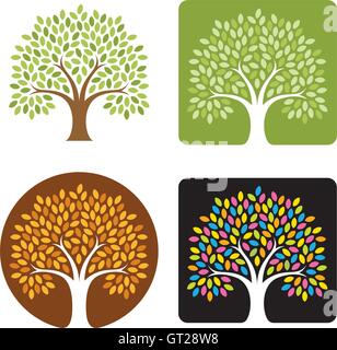 Tree vector design element. Stylized tree design is great for logo. Easy to edit and comes in four different seasonal colors. Stock Vector