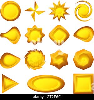 Buttons different forms, gold, set Stock Vector