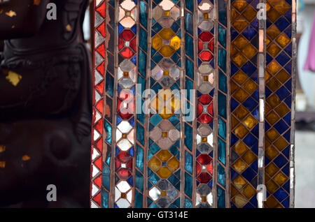 mosaic wall design element at a temple in Bangkok Stock Photo