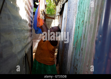 Chagos -  05/04/2012  -  Mauritius  -  Chagossian woman in the slum of Baie-du-Tombeau   -  Olivier Goujon / Le Pictorium Stock Photo