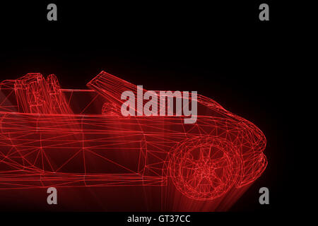 Sport Car in Hologram Wireframe Style. Nice 3D Rendering Stock Photo