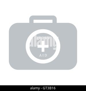 Stylized icon of a colored first aid kit on a white background Stock Vector