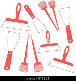 Nice picture of  colored brushes and spatulas on a white background Stock Vector