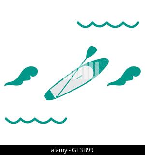 Stylized icon of a colored stand up paddling on a white background Stock Vector