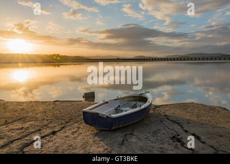 The railway bridge between Arnside and Cumbria over the river Kent Stock Photo