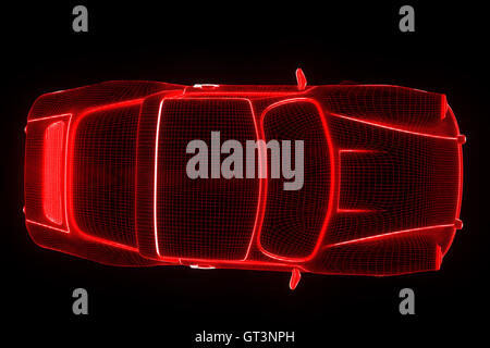 Sport Car in Hologram Wireframe Style. Nice 3D Rendering Stock Photo