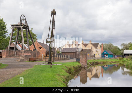 Blists Hill Victorian Town and a short section of the Shropshire Canal, Ironbridge Gorge Museums, Shropshire, England, UK Stock Photo