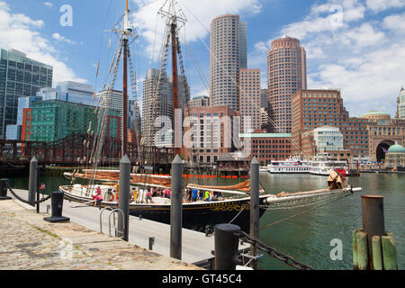 Boston,Massachusetts,USA - JULY 15,2016 : The Roseway schooner in Boston harbor. It is a wooden gaff-rigged schooner launched on Stock Photo