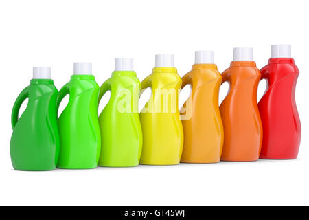 Series plastic bottles of household chemicals Stock Photo